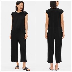 Eileen Fisher Black Jersey Cap Sleeve Jumpsuit